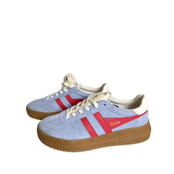 Gola Athena Sneakers Light Blue Red Suede Platform Gum Sole Womens Size 8.5 - Picture 2 of 6
